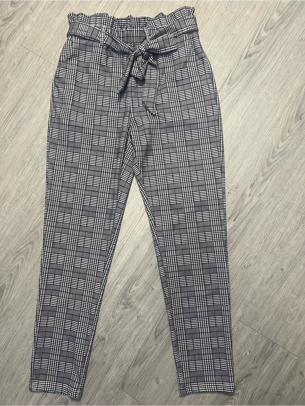 Plaid Paperbag Waist Trousers | High-Waist | Workwear